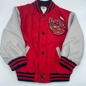 Disney Store Pixar Cars Lightning McQueen Boy's Size 2 Varsity Jacket